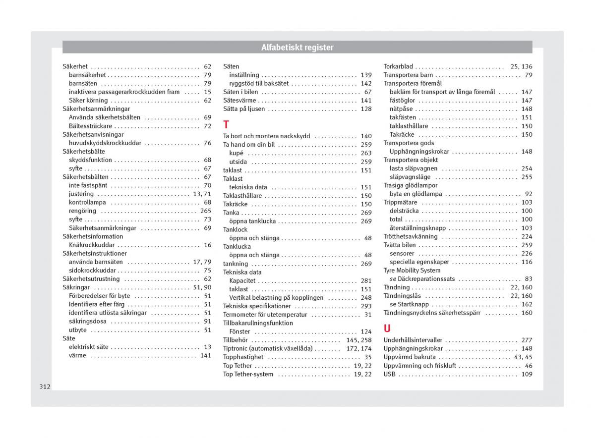 Seat Ateca instruktionsbok / page 314