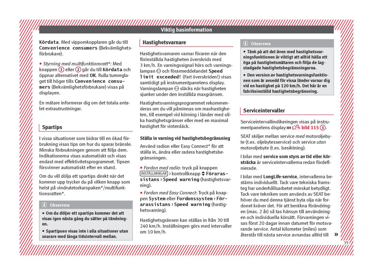 Seat Ateca instruktionsbok / page 37