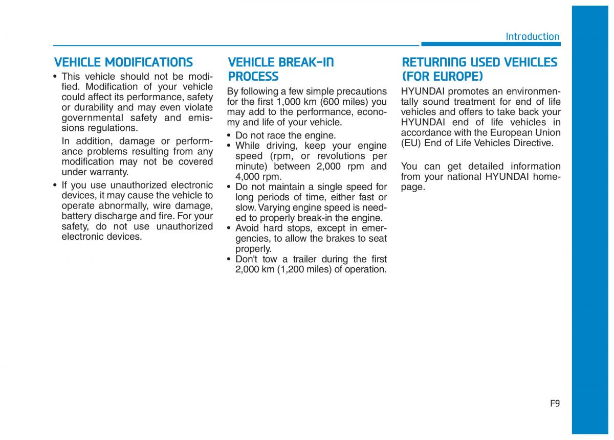 Hyundai Kona owners manual / page 9