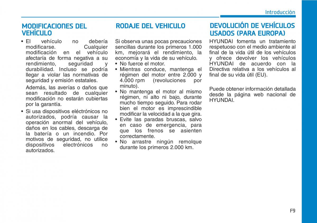 Hyundai Kona manual del propietario / page 9