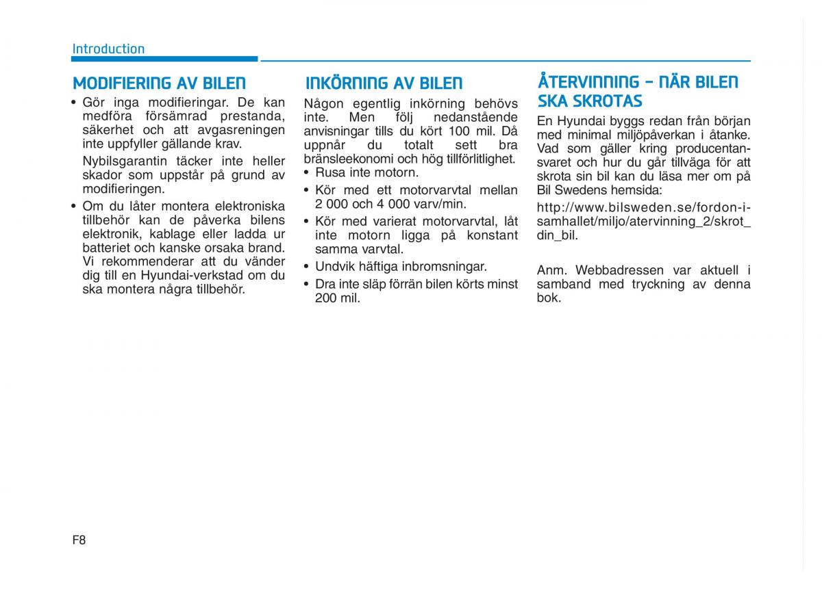 Hyundai Kona instruktionsbok / page 8