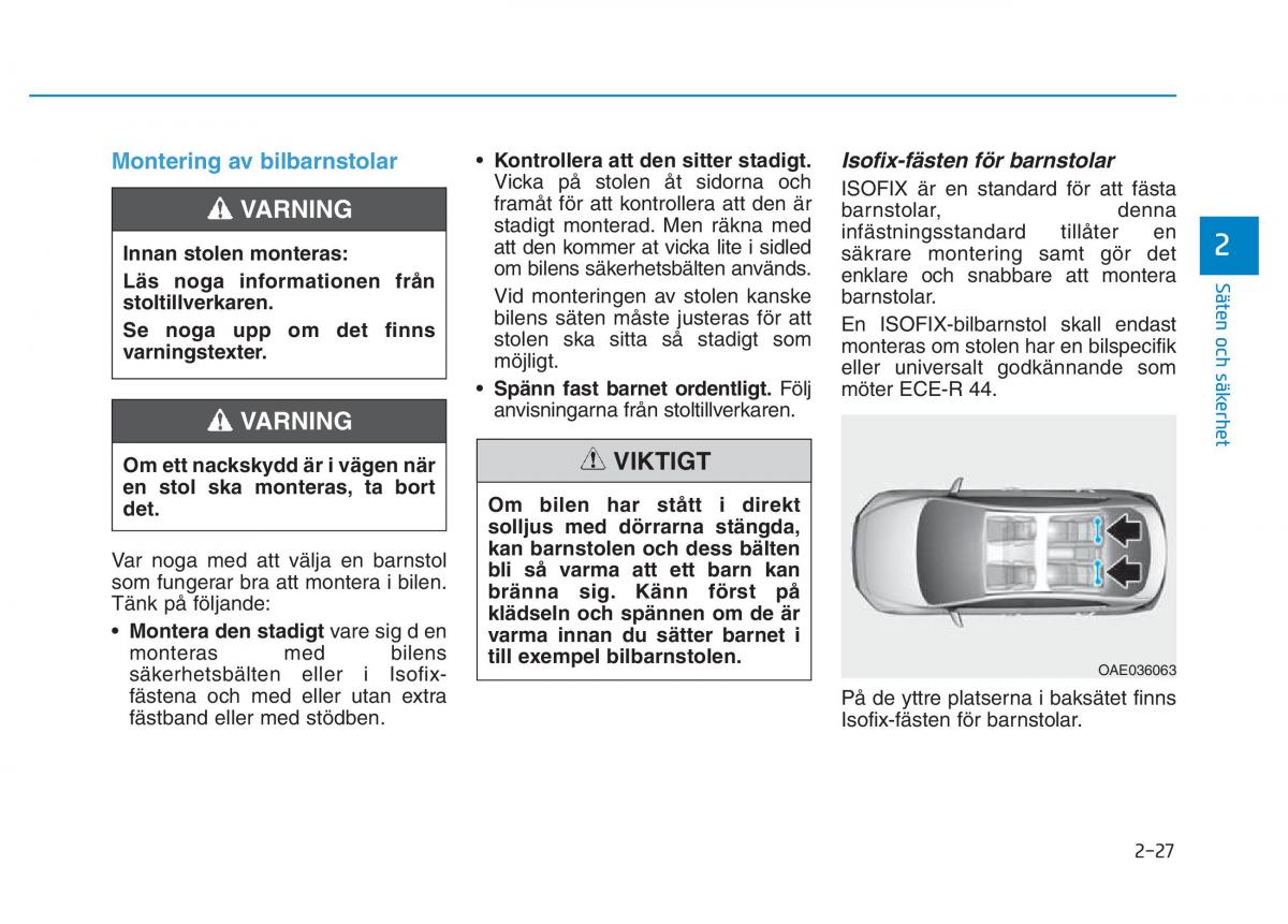 Hyundai Kona instruktionsbok / page 42