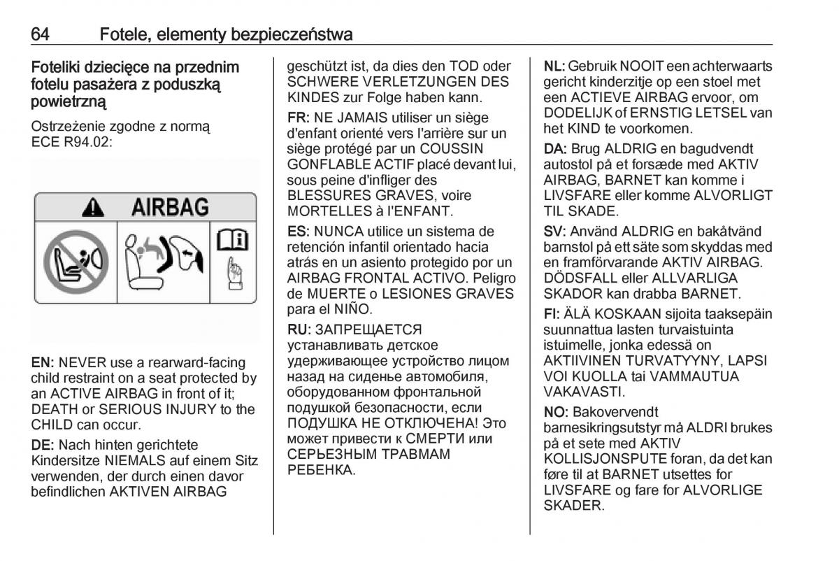 Opel Astra K V 5 instrukcja obslugi / page 66