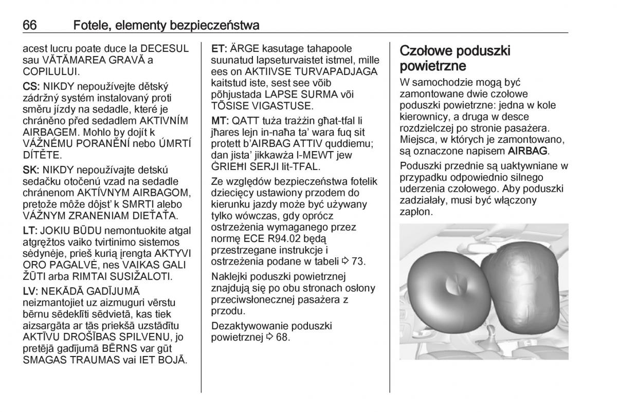 Opel Astra K V 5 instrukcja obslugi / page 68