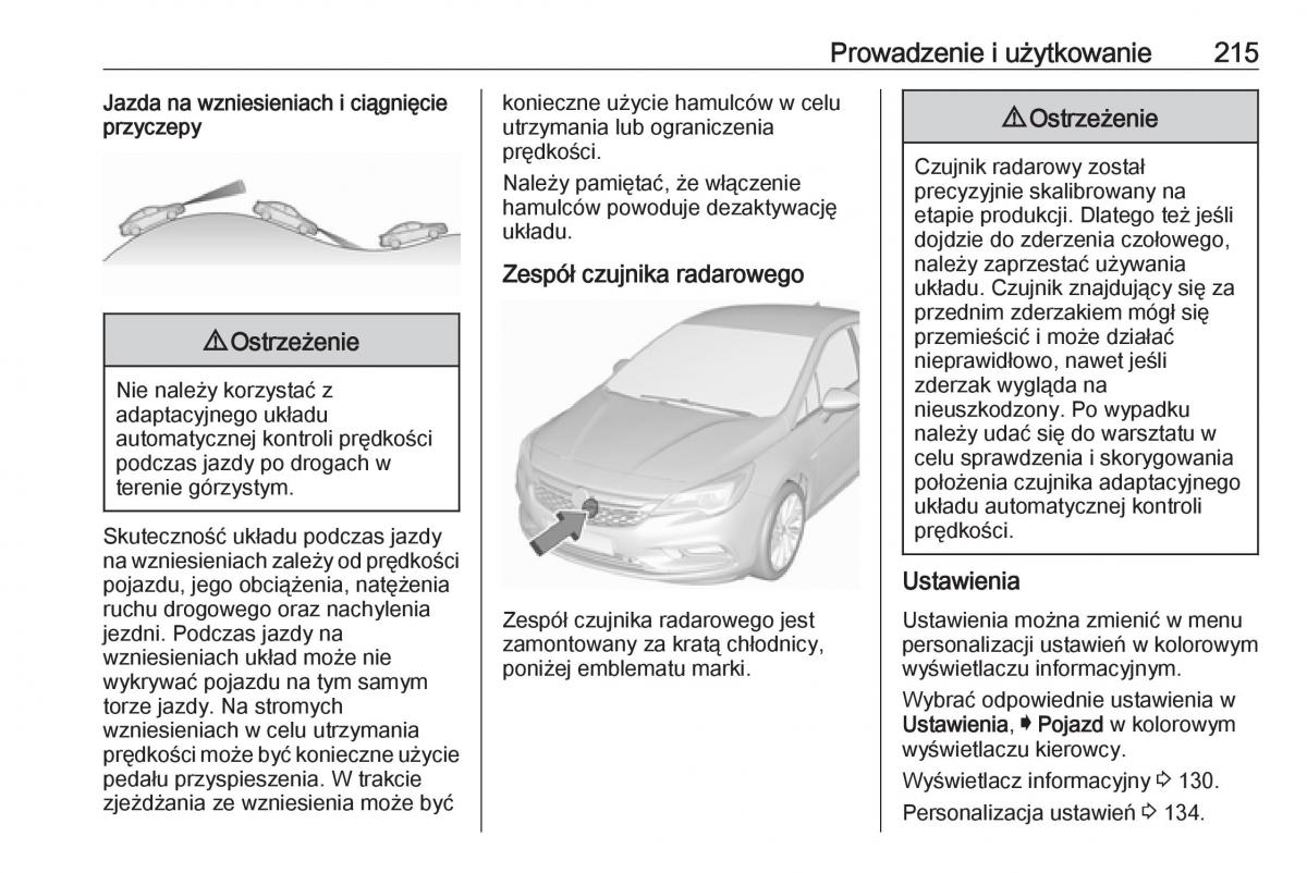 Opel Astra K V 5 instrukcja obslugi / page 217