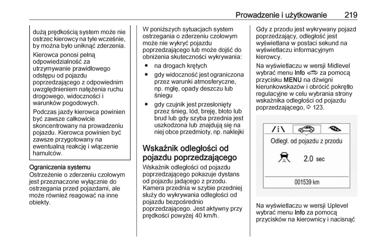 Opel Astra K V 5 instrukcja obslugi / page 221