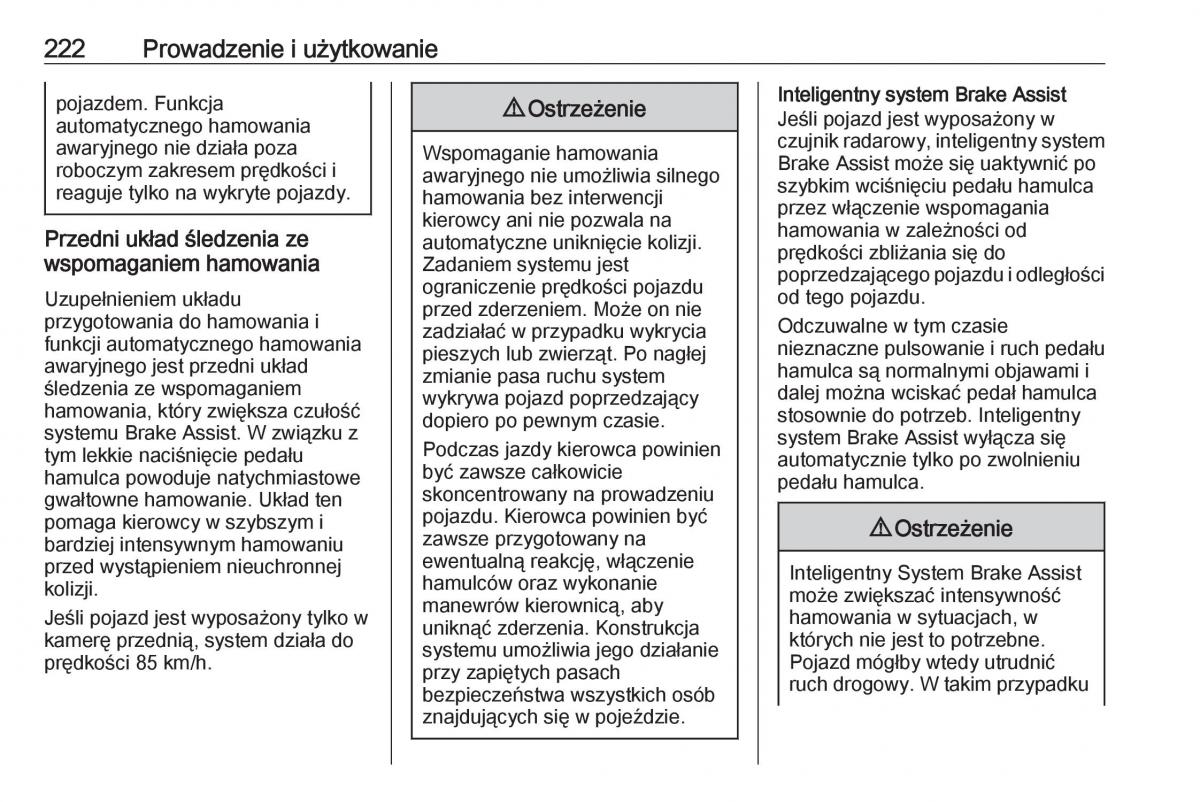 Opel Astra K V 5 instrukcja obslugi / page 224