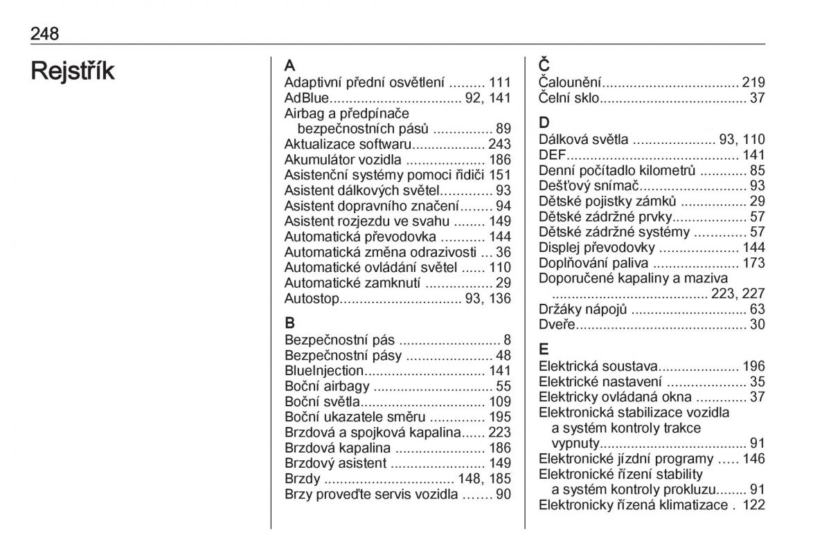 Opel Crossland X navod k obsludze / page 250