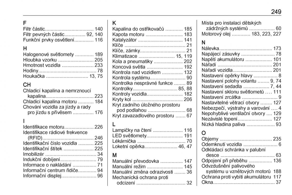 Opel Crossland X navod k obsludze / page 251