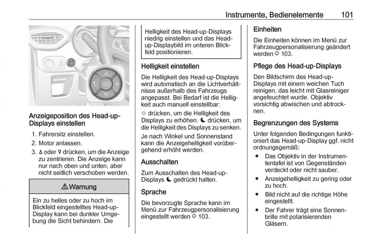 Opel Crossland X Handbuch / page 103