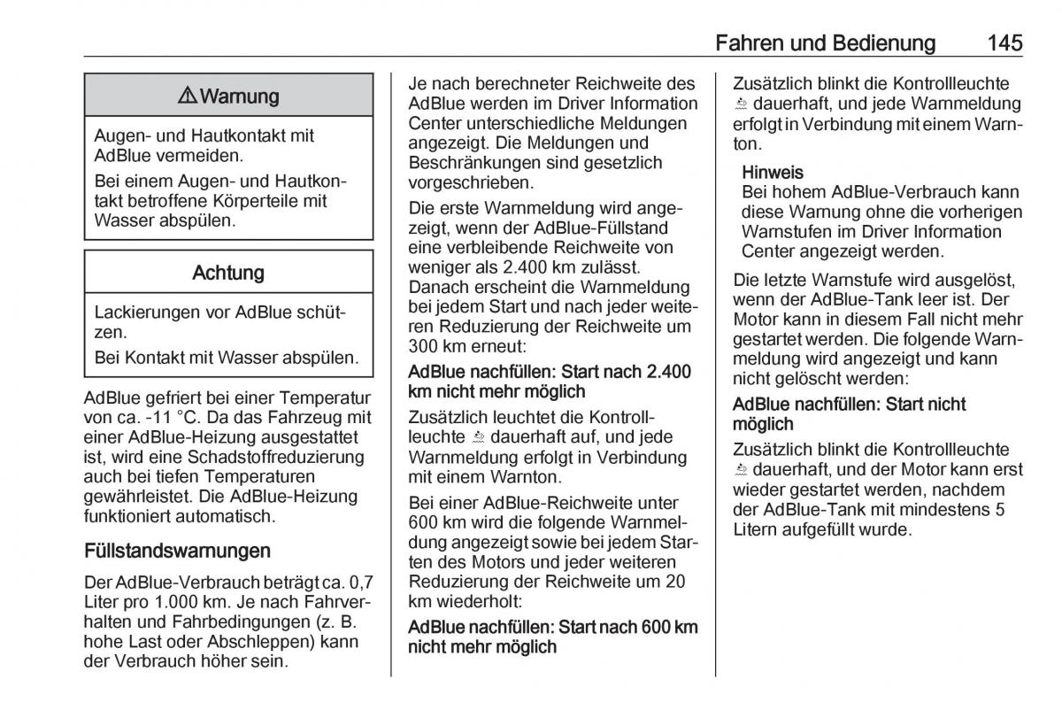 Opel Crossland X Handbuch / page 147