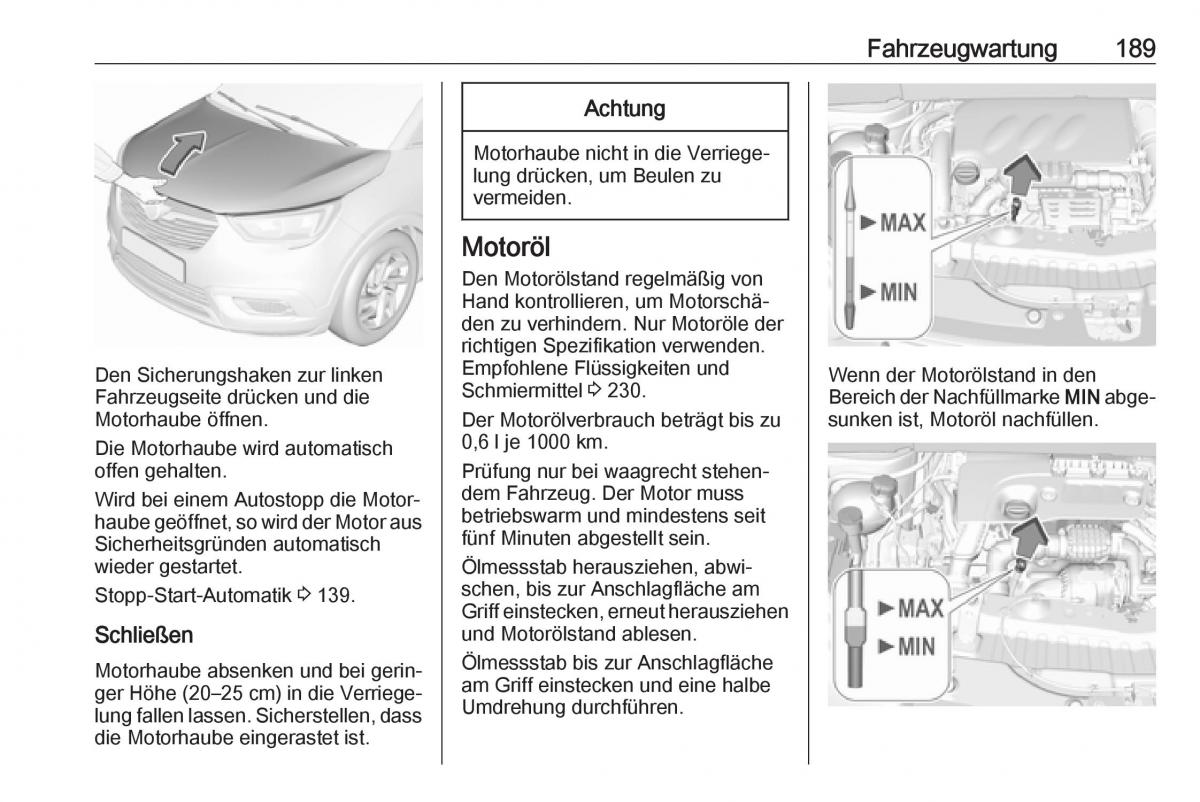 Opel Crossland X Handbuch / page 191