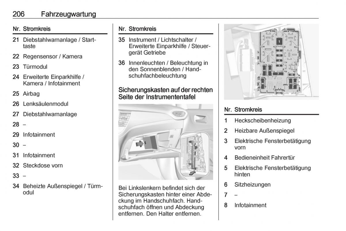 Opel Crossland X Handbuch / page 208