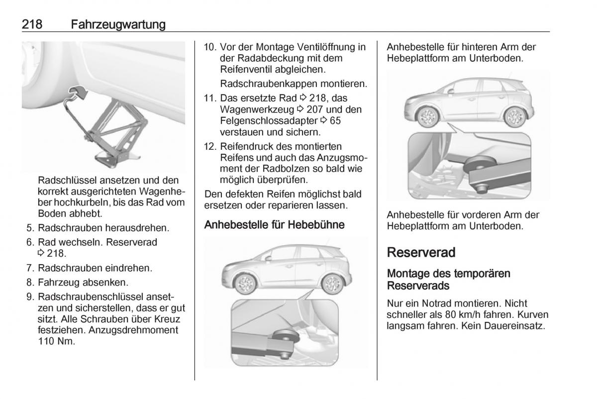 Opel Crossland X Handbuch / page 220