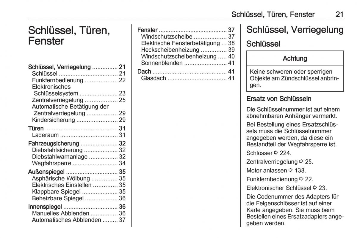 Opel Crossland X Handbuch / page 23