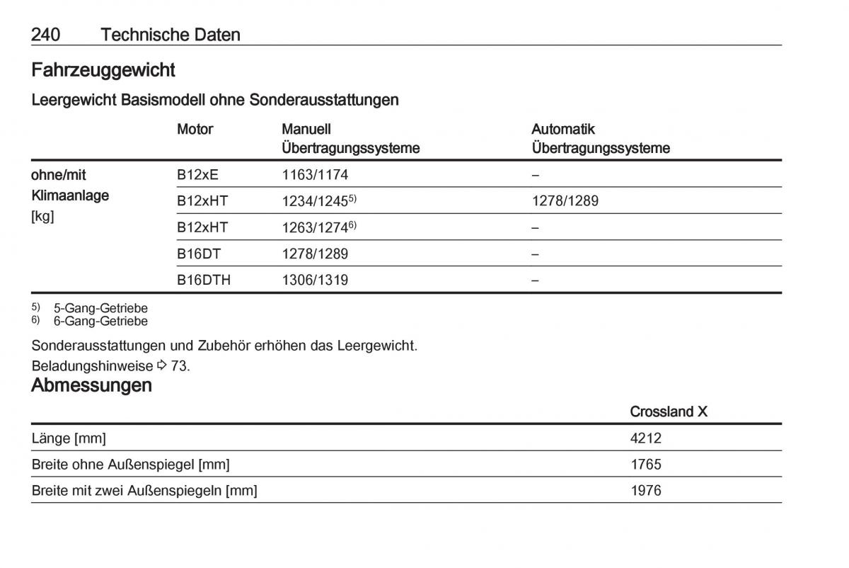 Opel Crossland X Handbuch / page 242