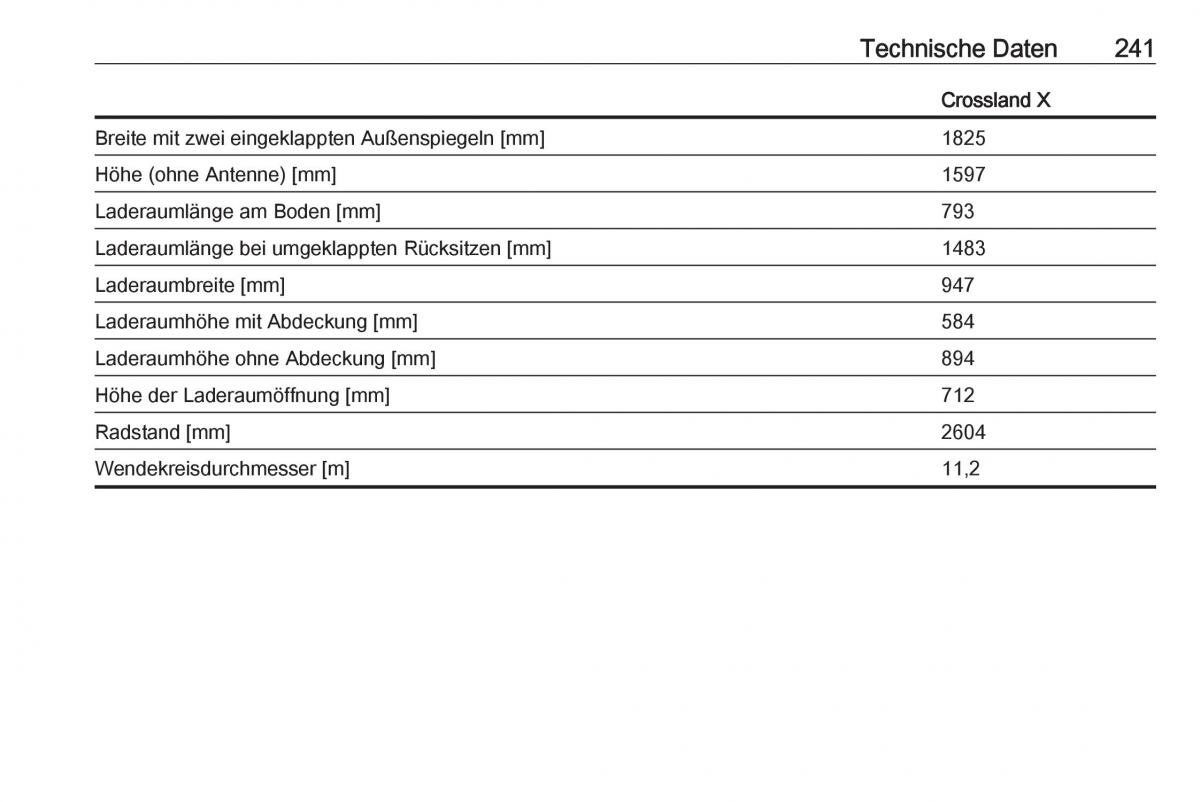 Opel Crossland X Handbuch / page 243