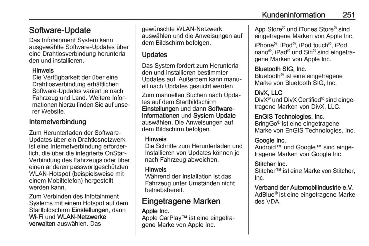 Opel Crossland X Handbuch / page 253