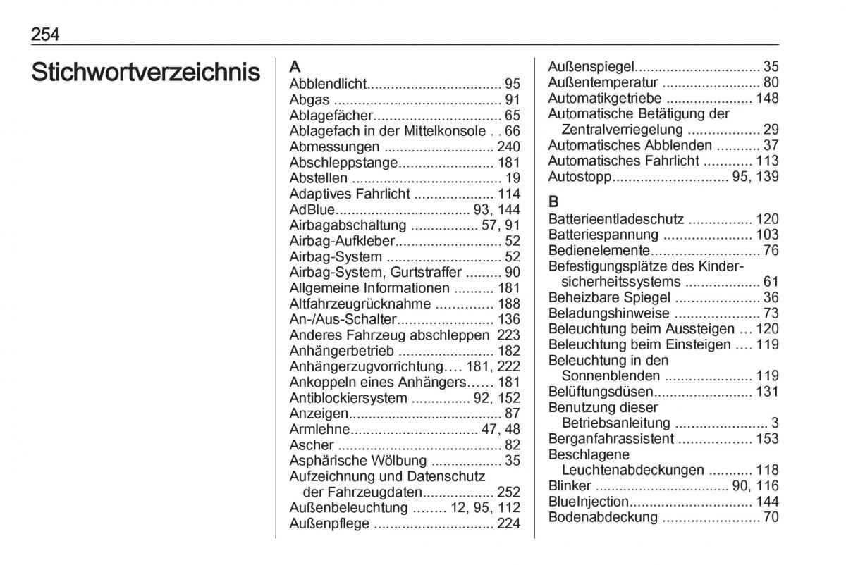 Opel Crossland X Handbuch / page 256