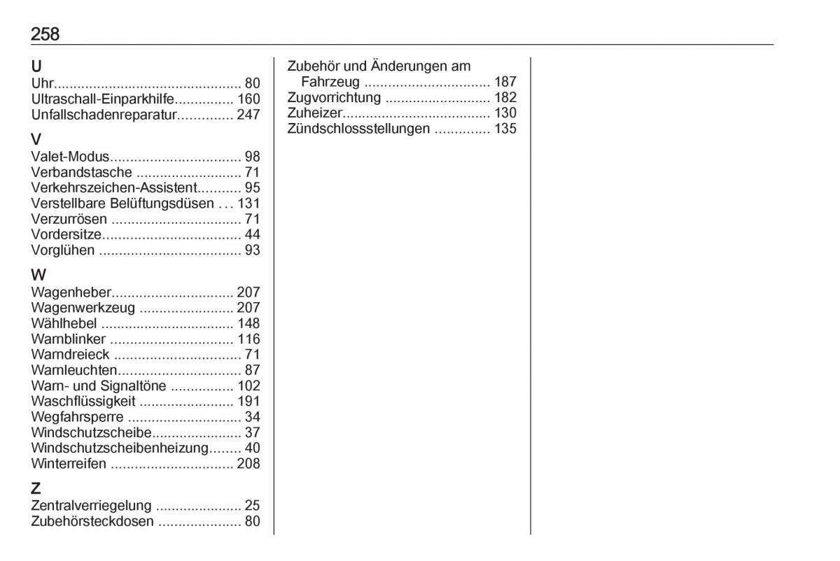 Opel Crossland X Handbuch / page 260