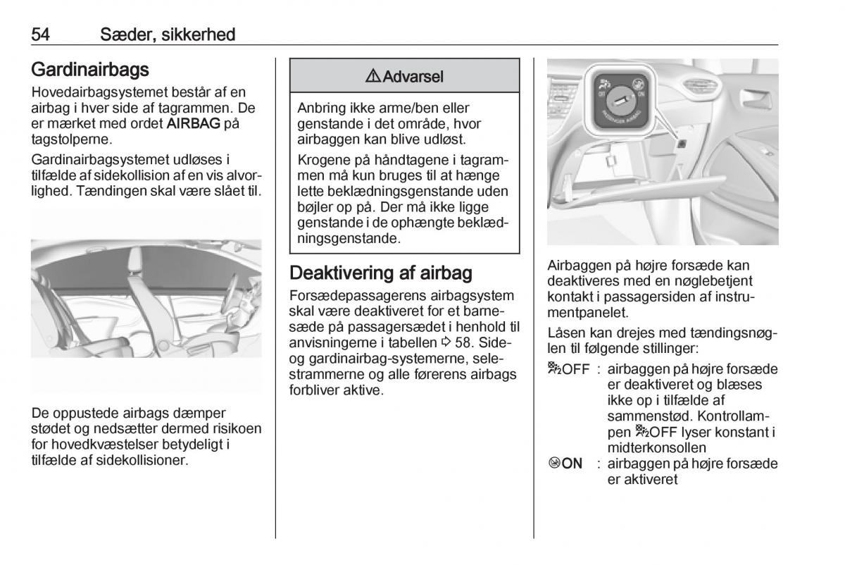 manual  Opel Crossland X Bilens instruktionsbog / page 56