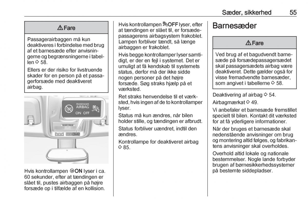 Opel Crossland X Bilens instruktionsbog / page 57