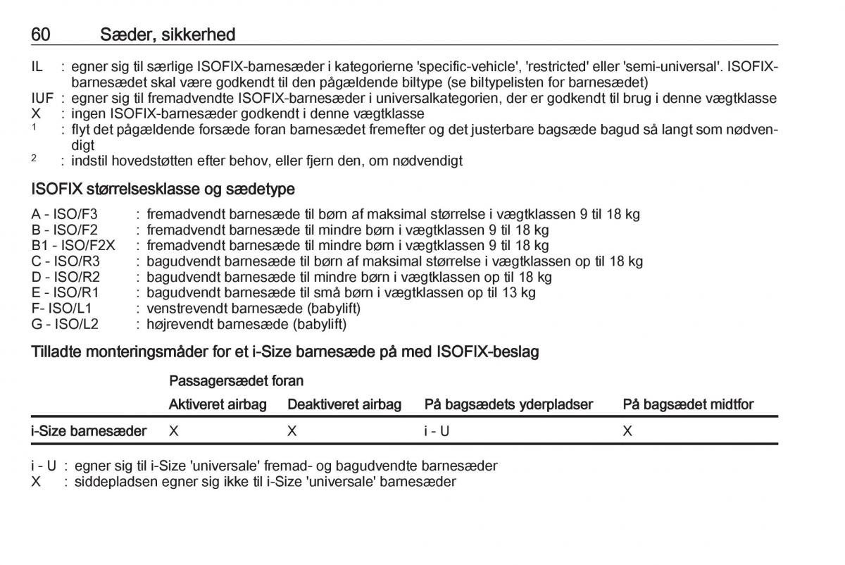 manual  Opel Crossland X Bilens instruktionsbog / page 62