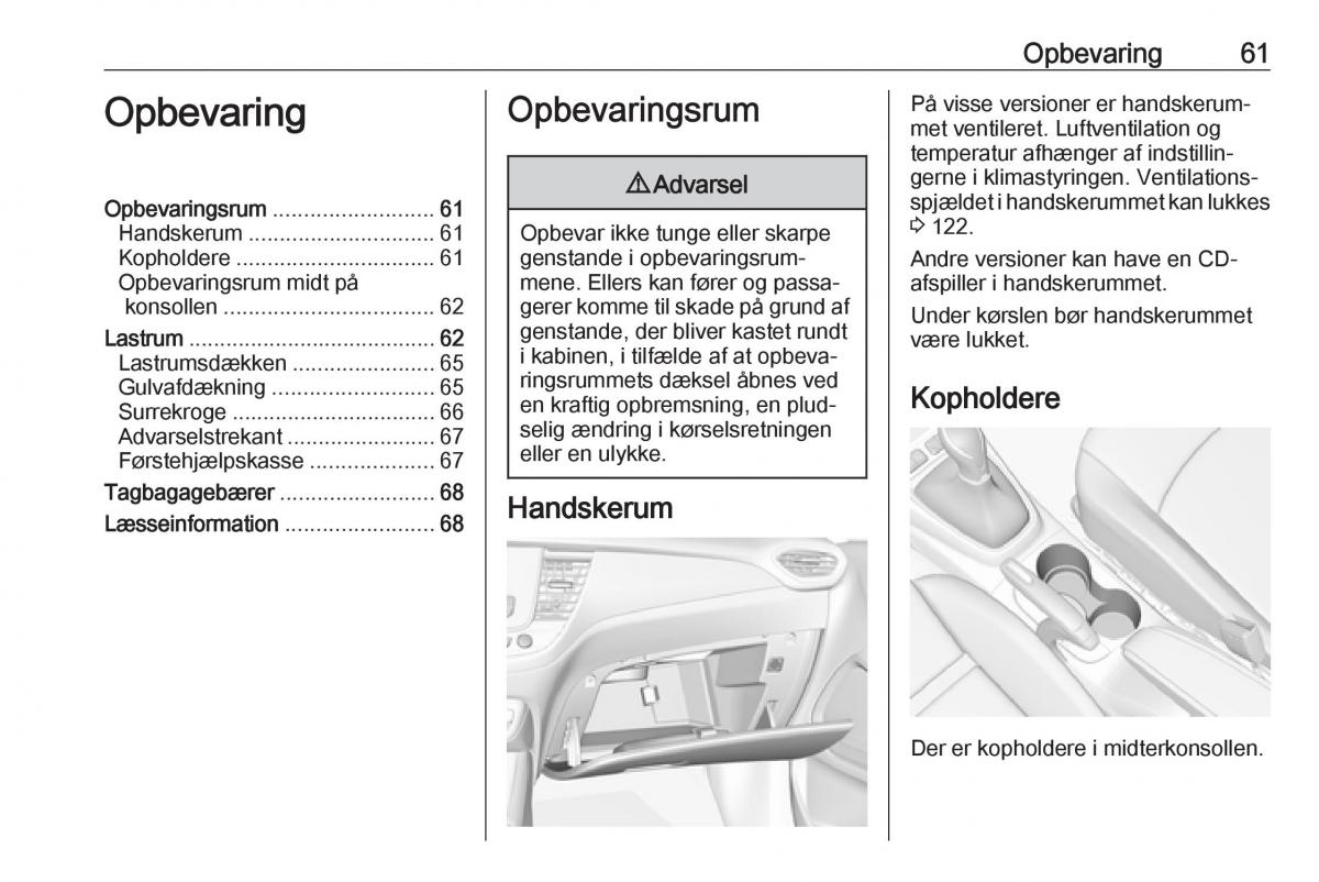 manual  Opel Crossland X Bilens instruktionsbog / page 63