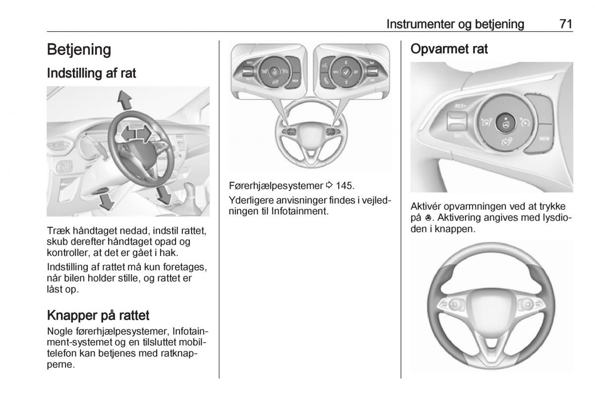 manual  Opel Crossland X Bilens instruktionsbog / page 73