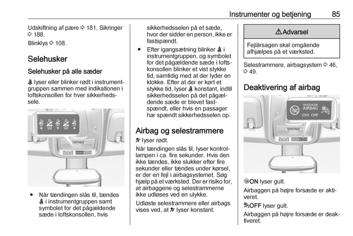 manual  Opel Crossland X Bilens instruktionsbog / page 87