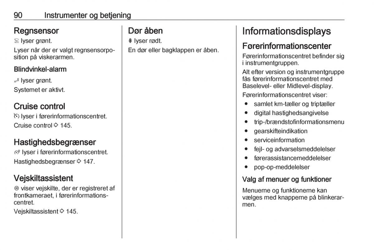 manual  Opel Crossland X Bilens instruktionsbog / page 92