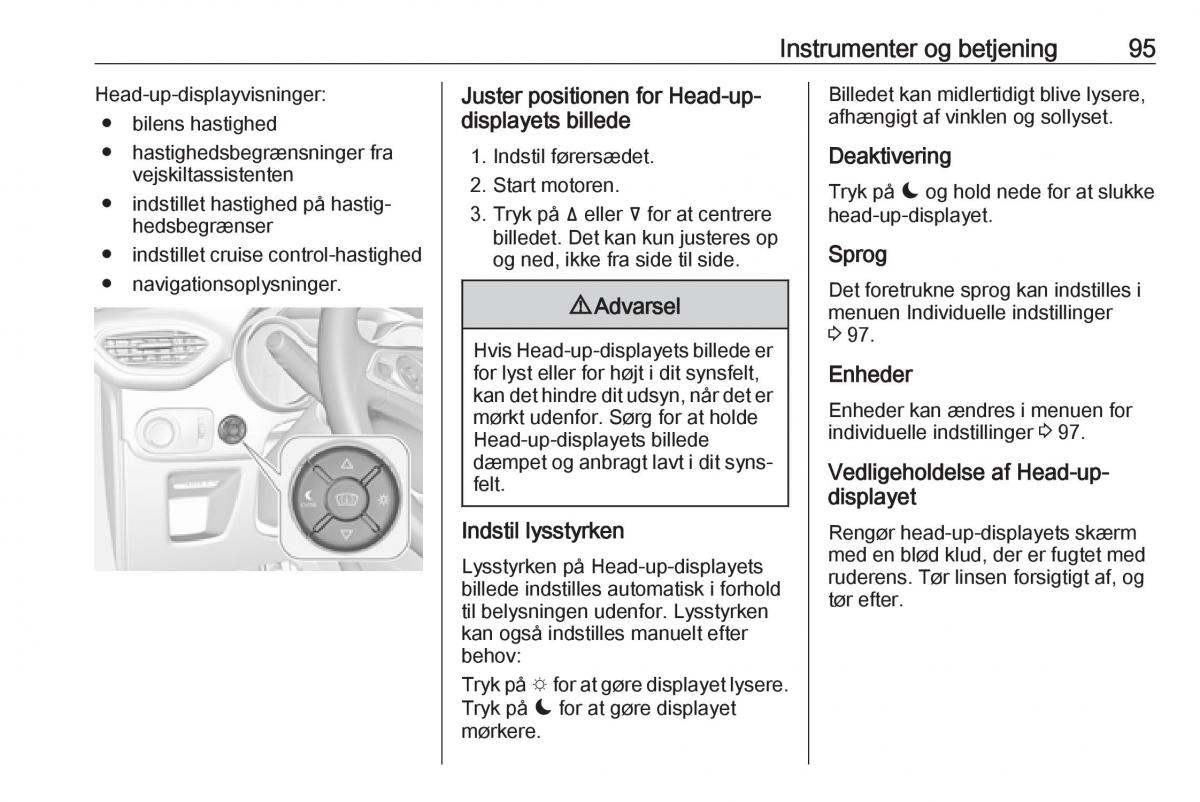 manual  Opel Crossland X Bilens instruktionsbog / page 97