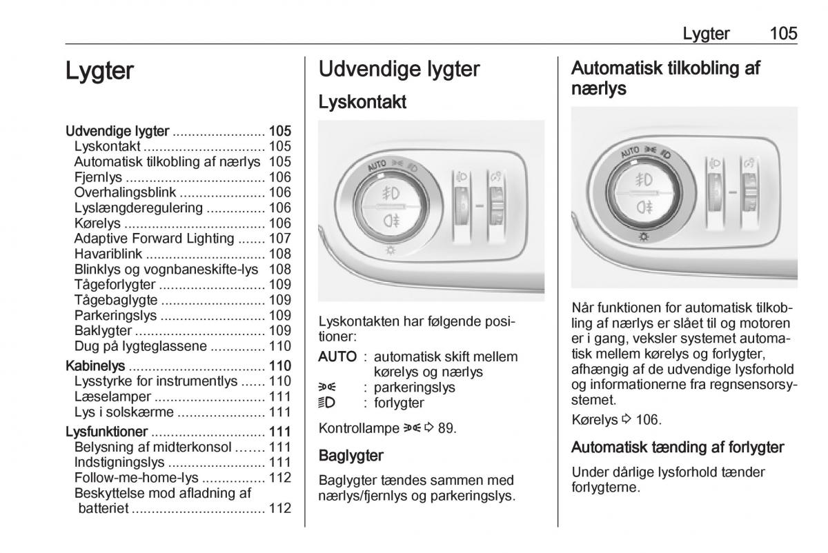 manual  Opel Crossland X Bilens instruktionsbog / page 107