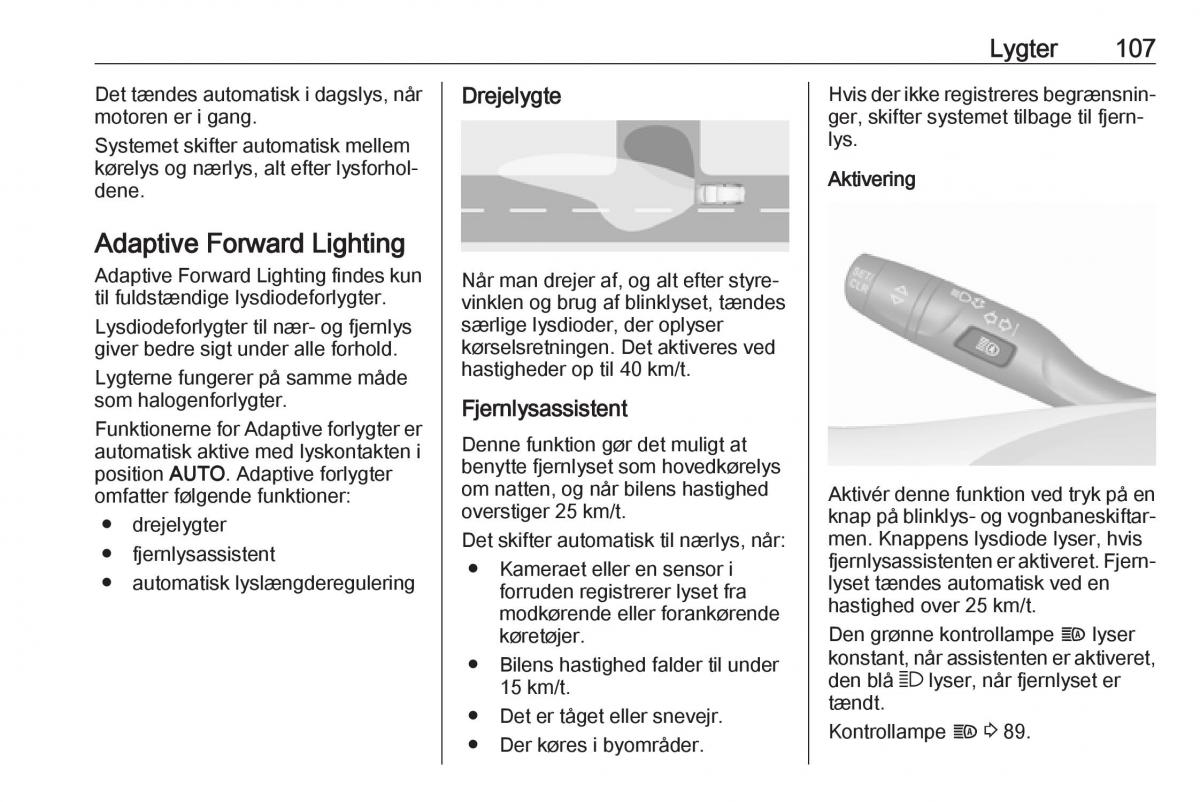 manual  Opel Crossland X Bilens instruktionsbog / page 109