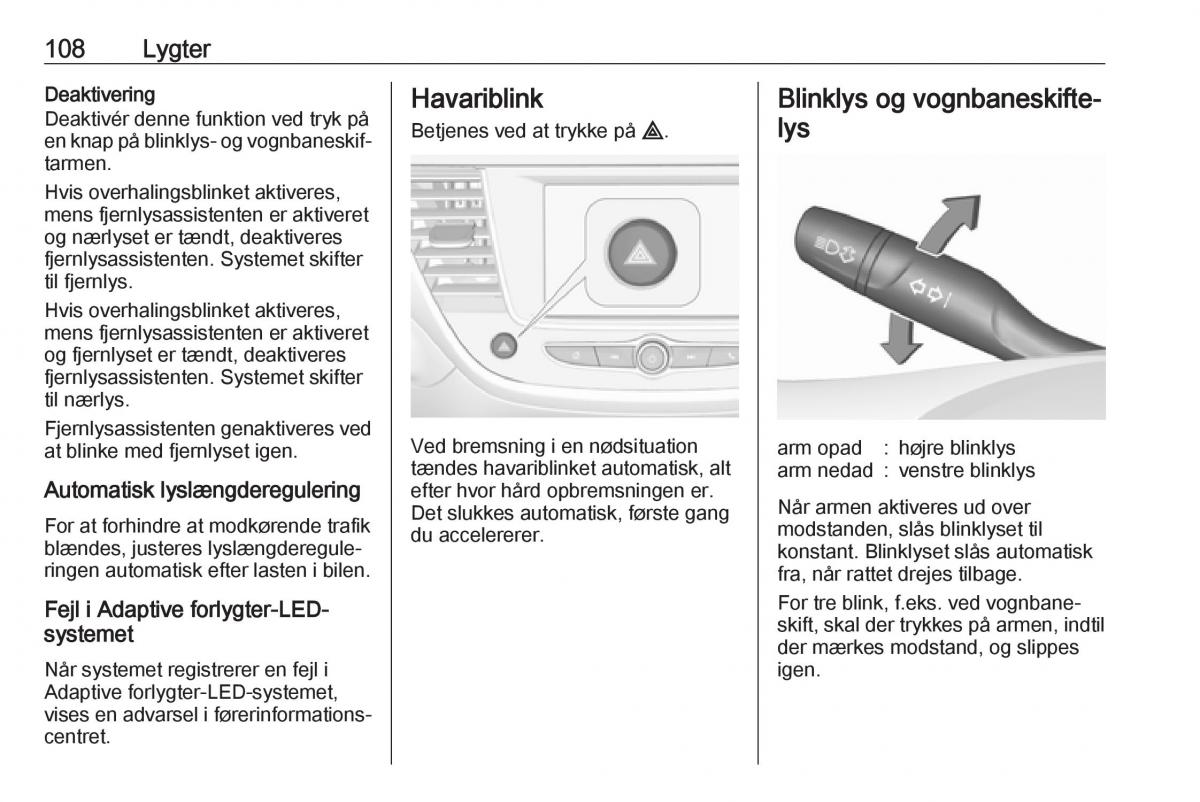 manual  Opel Crossland X Bilens instruktionsbog / page 110