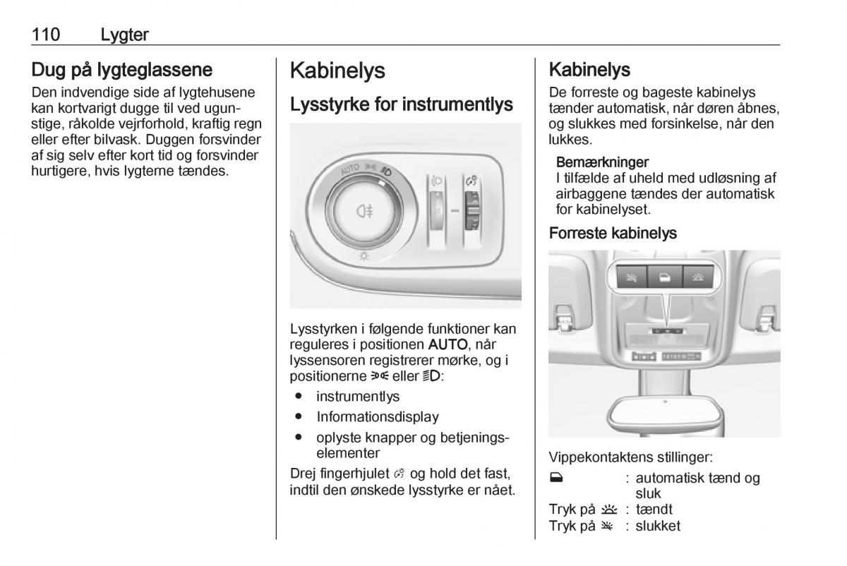 manual  Opel Crossland X Bilens instruktionsbog / page 112