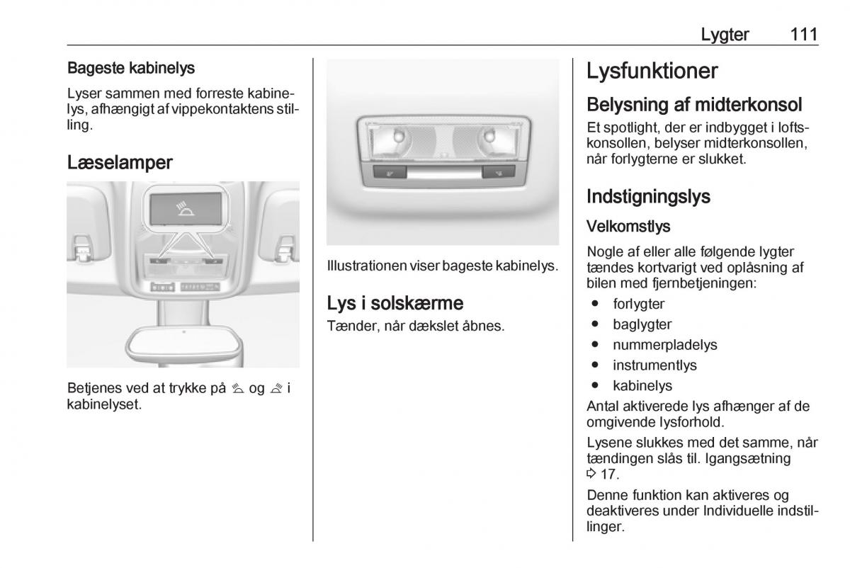 manual  Opel Crossland X Bilens instruktionsbog / page 113