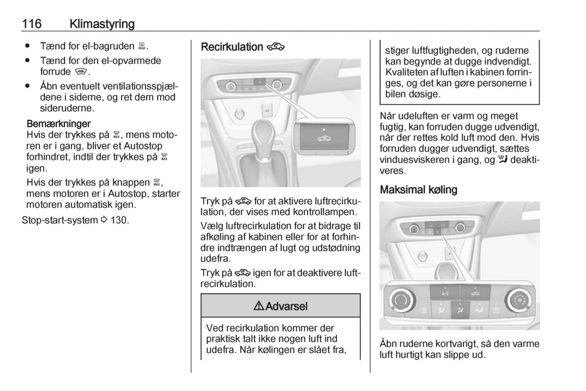 manual  Opel Crossland X Bilens instruktionsbog / page 118