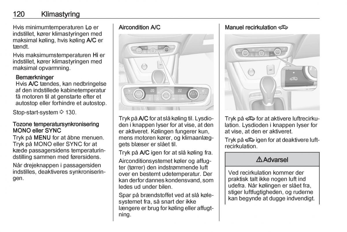 manual  Opel Crossland X Bilens instruktionsbog / page 122