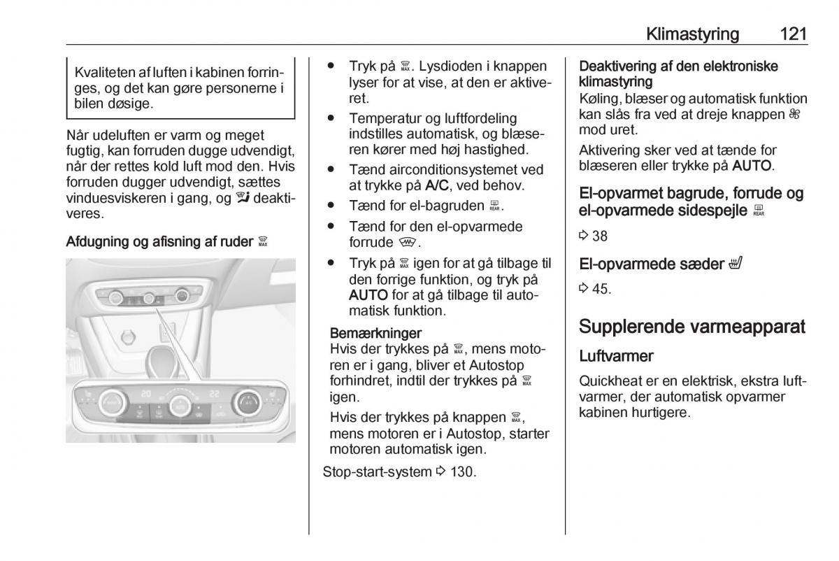 manual  Opel Crossland X Bilens instruktionsbog / page 123