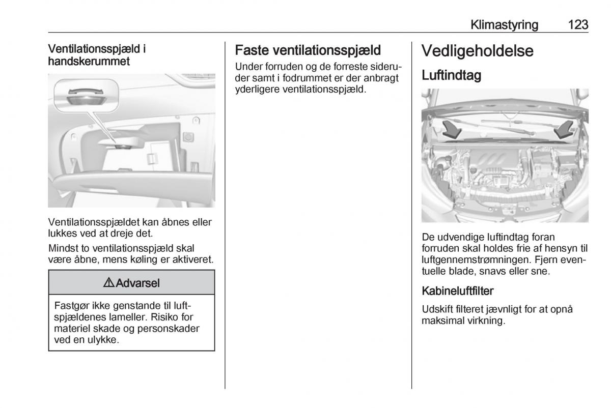 manual  Opel Crossland X Bilens instruktionsbog / page 125