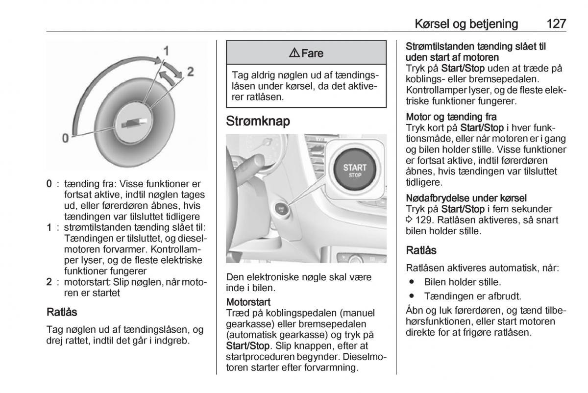 manual  Opel Crossland X Bilens instruktionsbog / page 129