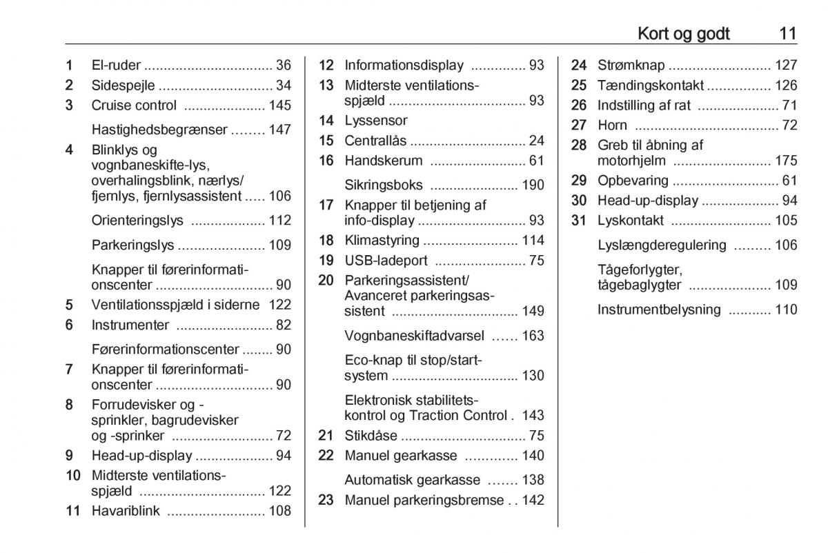 Opel Crossland X Bilens instruktionsbog / page 13