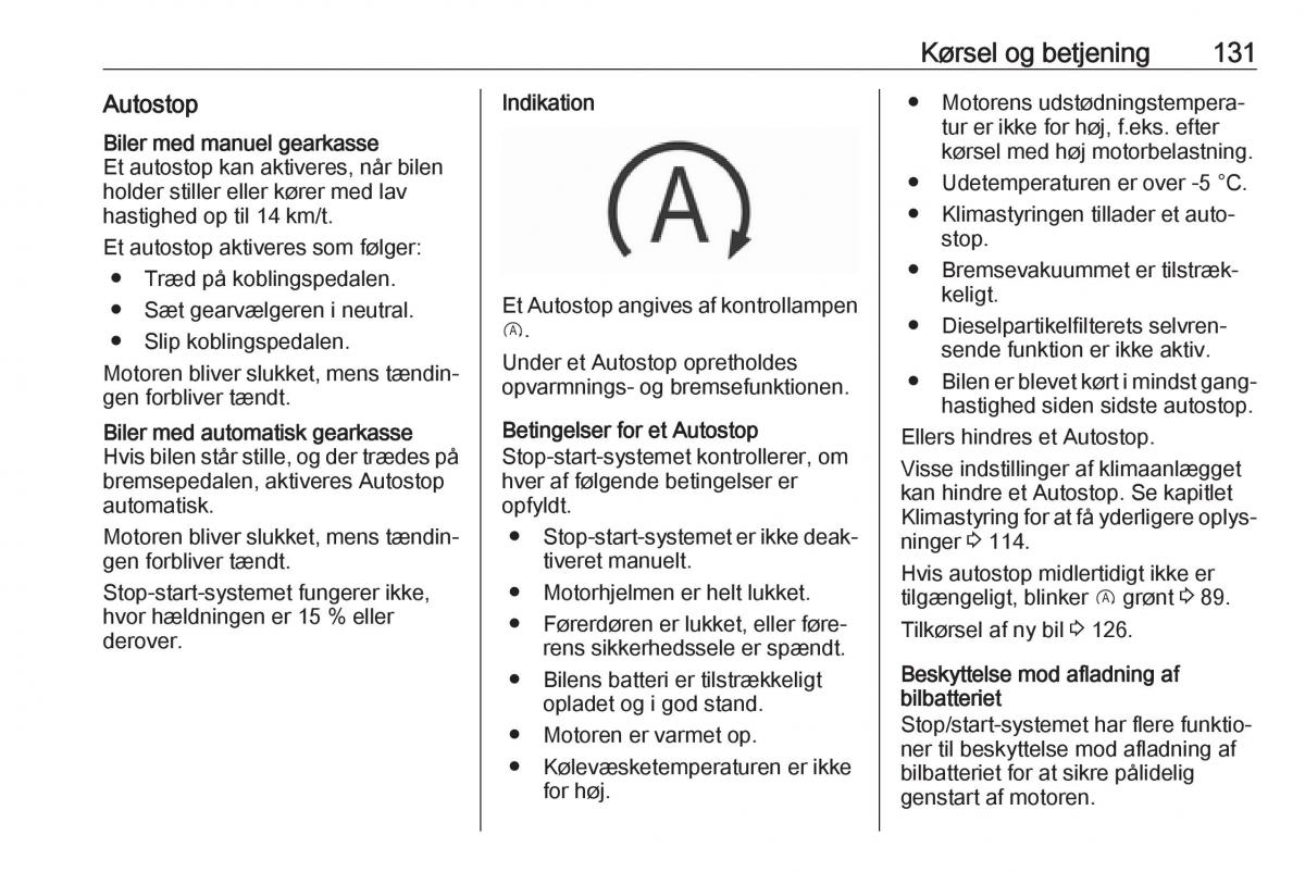 manual  Opel Crossland X Bilens instruktionsbog / page 133