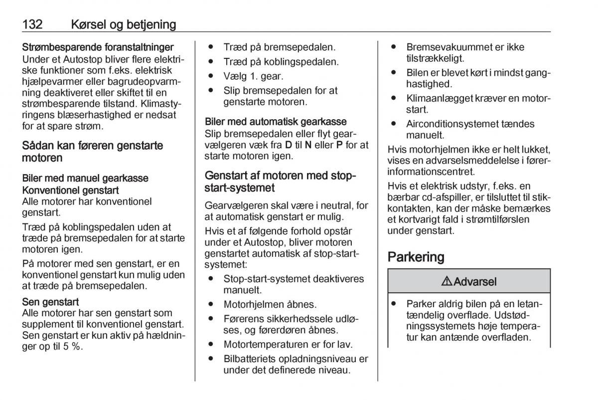 manual  Opel Crossland X Bilens instruktionsbog / page 134