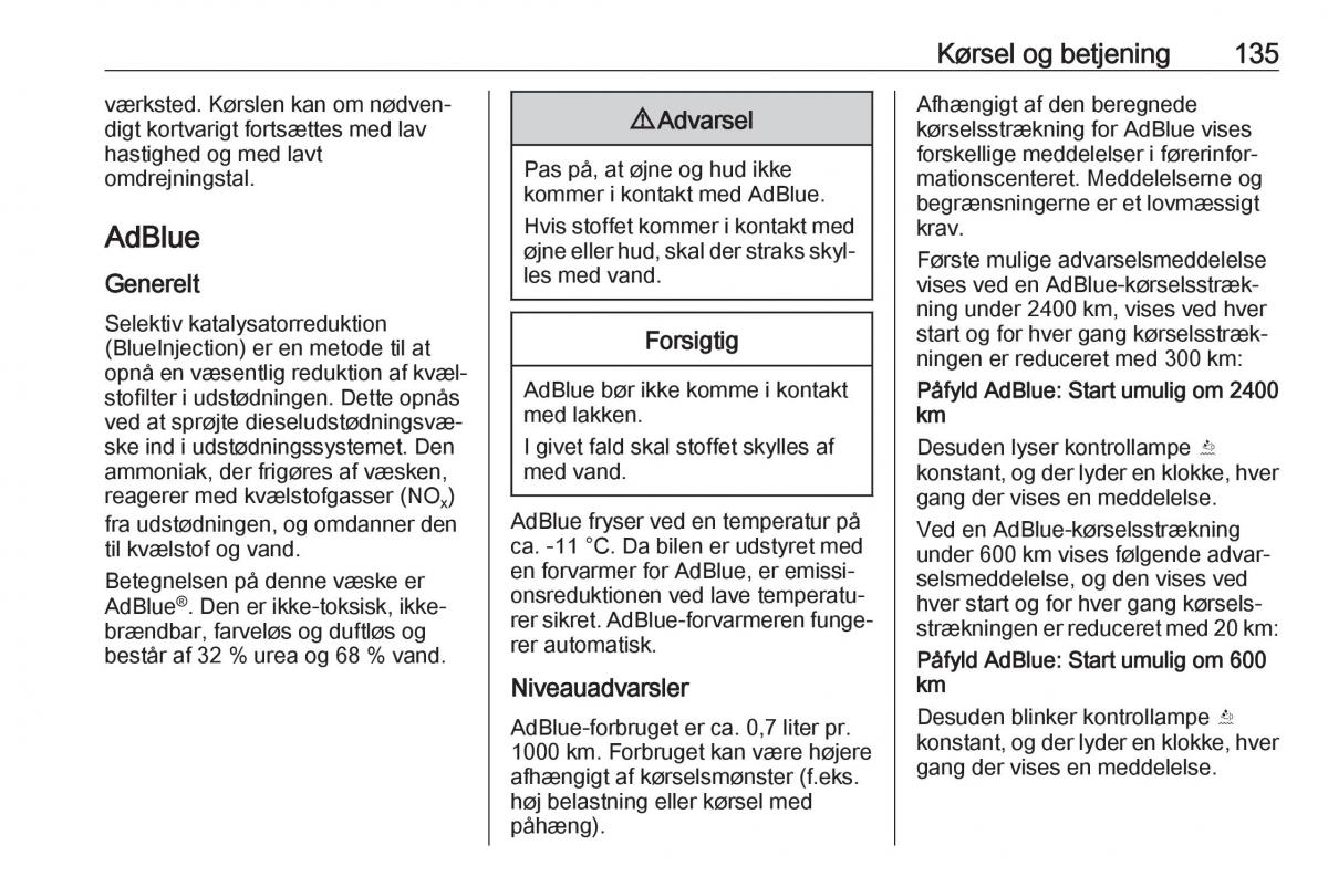 Opel Crossland X Bilens instruktionsbog / page 137