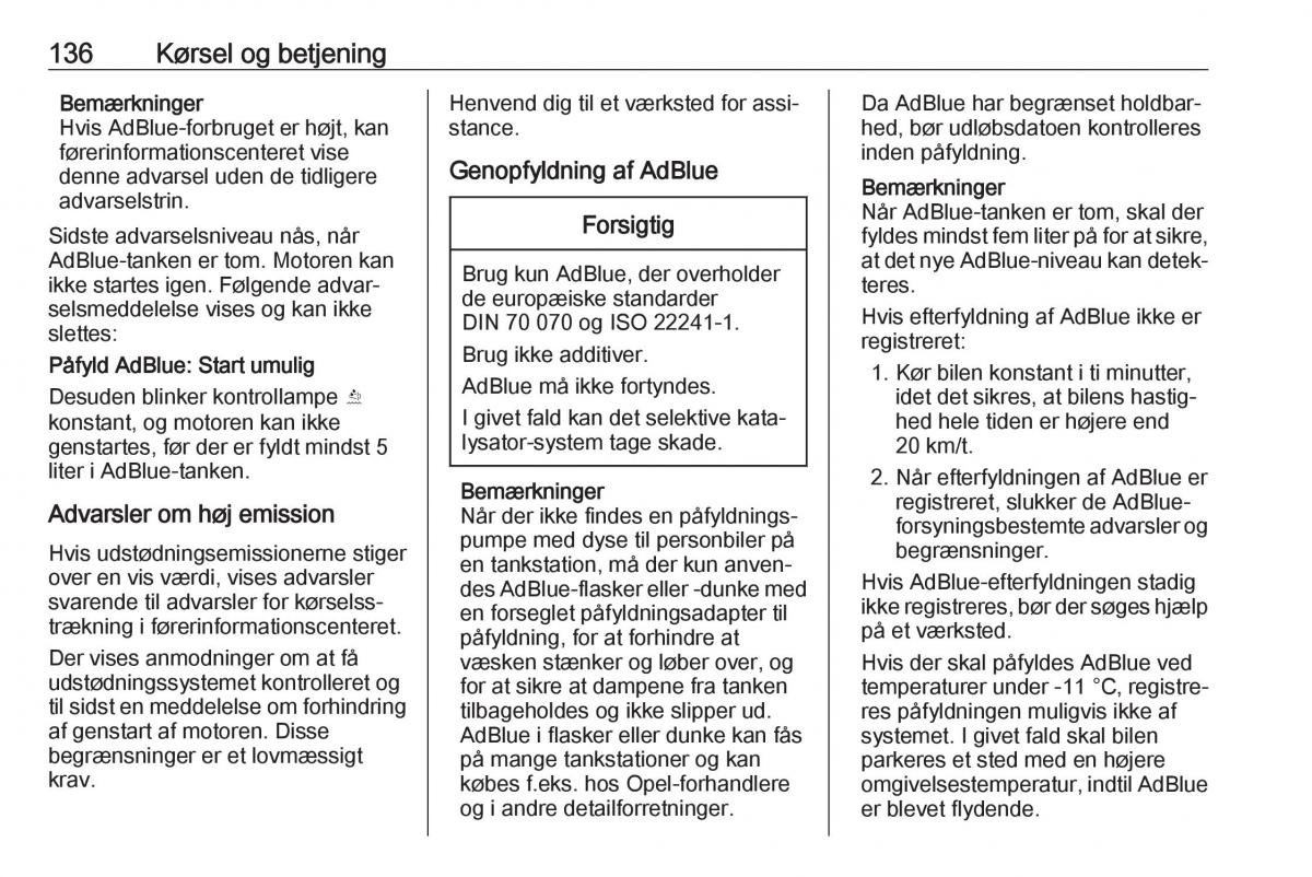 manual  Opel Crossland X Bilens instruktionsbog / page 138