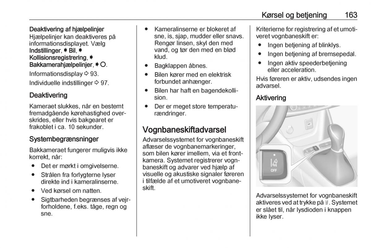 manual  Opel Crossland X Bilens instruktionsbog / page 165