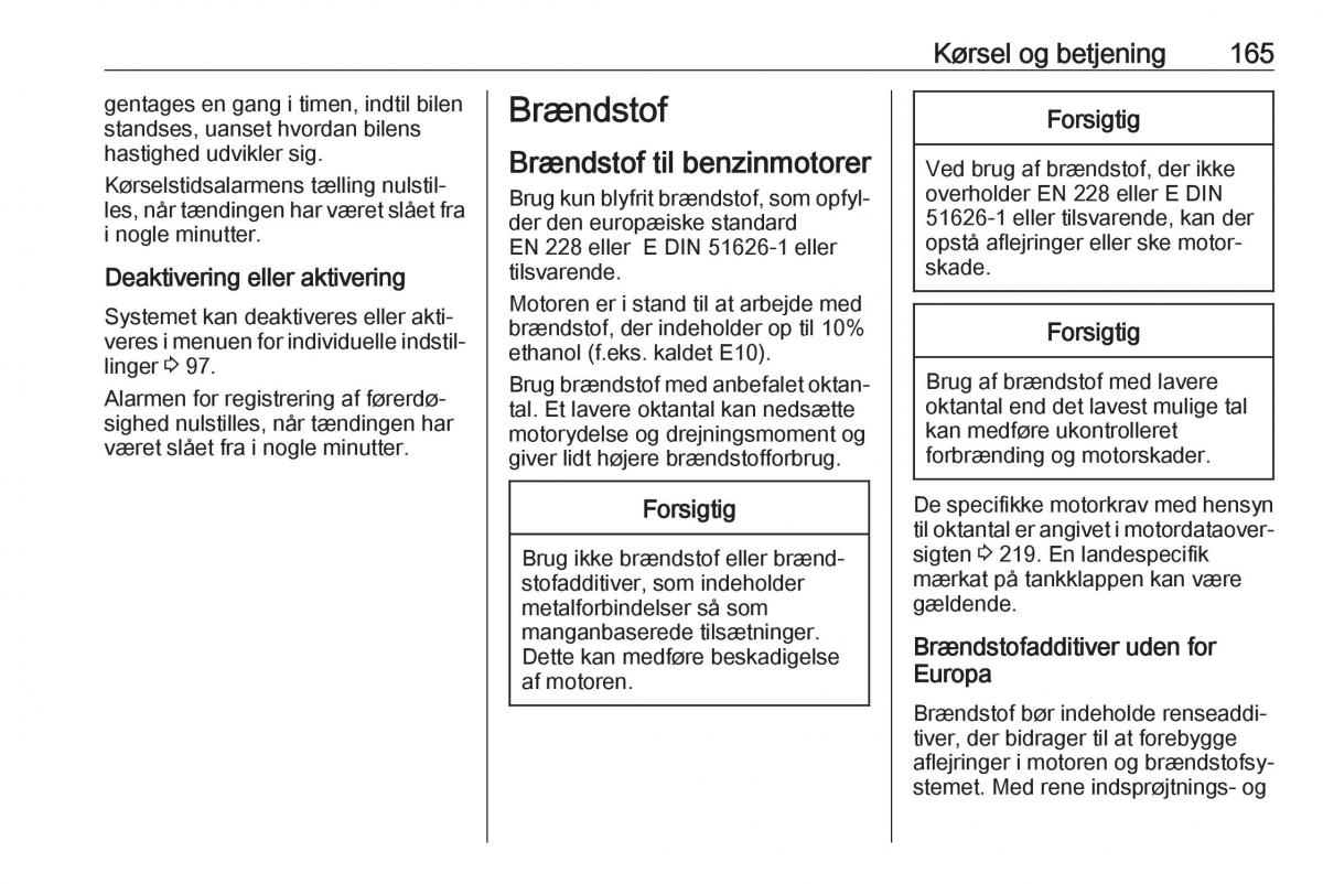 Opel Crossland X Bilens instruktionsbog / page 167