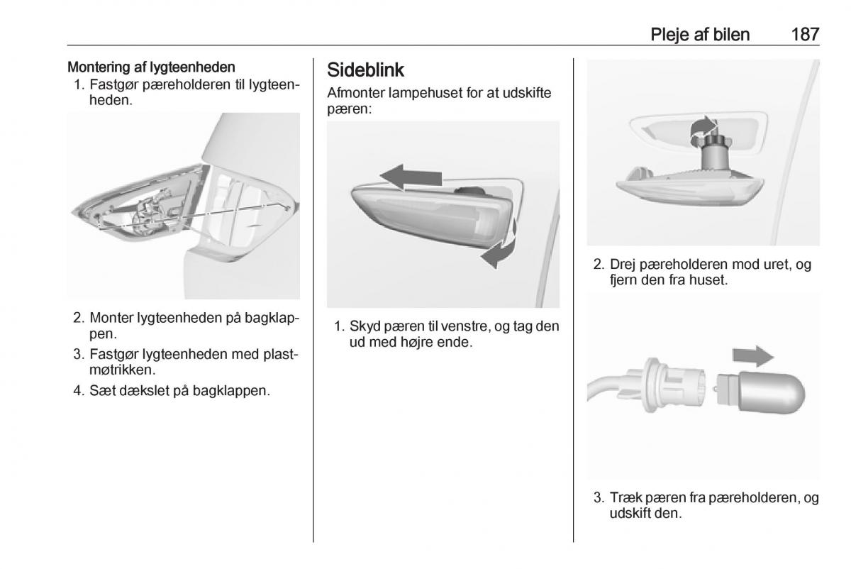 manual  Opel Crossland X Bilens instruktionsbog / page 189